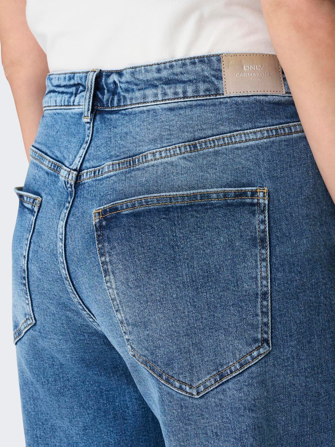 ONLY Curvy CARJules wide high waisted jeans -Medium Blue Denim - 15265198