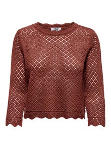 ONLY 3/4-ermet cropped Strikket pullover -Smoked Paprika - 15265206