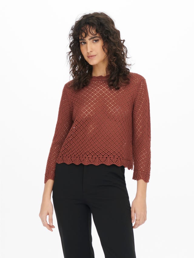 ONLY 3/4 sleeved cropped Knitted Pullover - 15265206