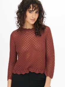 ONLY 3/4-ermet cropped Strikket pullover -Smoked Paprika - 15265206