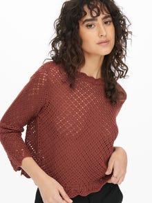 ONLY 3/4 sleeved cropped Knitted Pullover -Smoked Paprika - 15265206