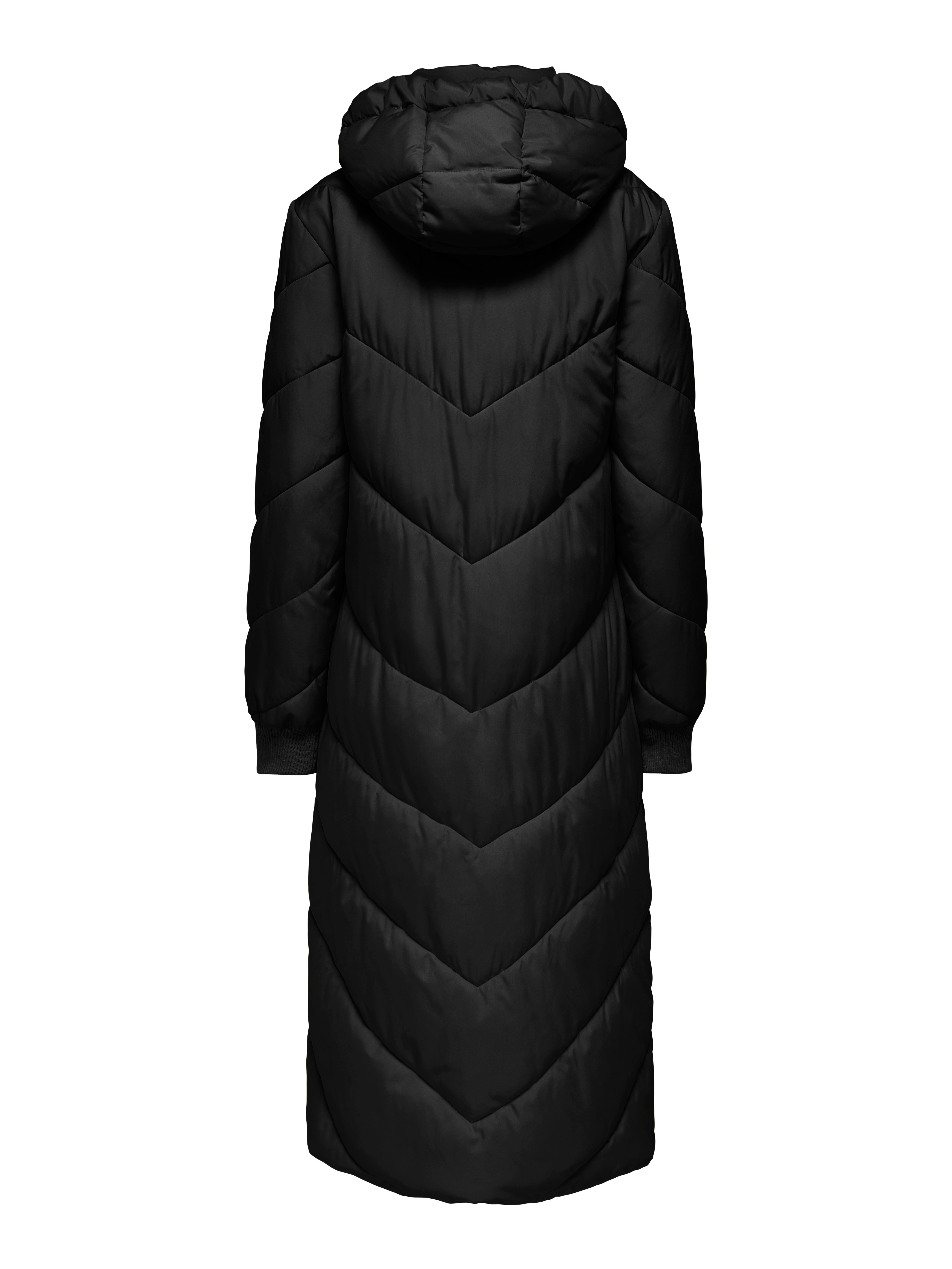 black mid length padded coat