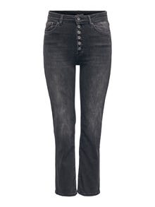 ONLY Gerade geschnitten Hohe Taille Jeans -Washed Black - 15265417