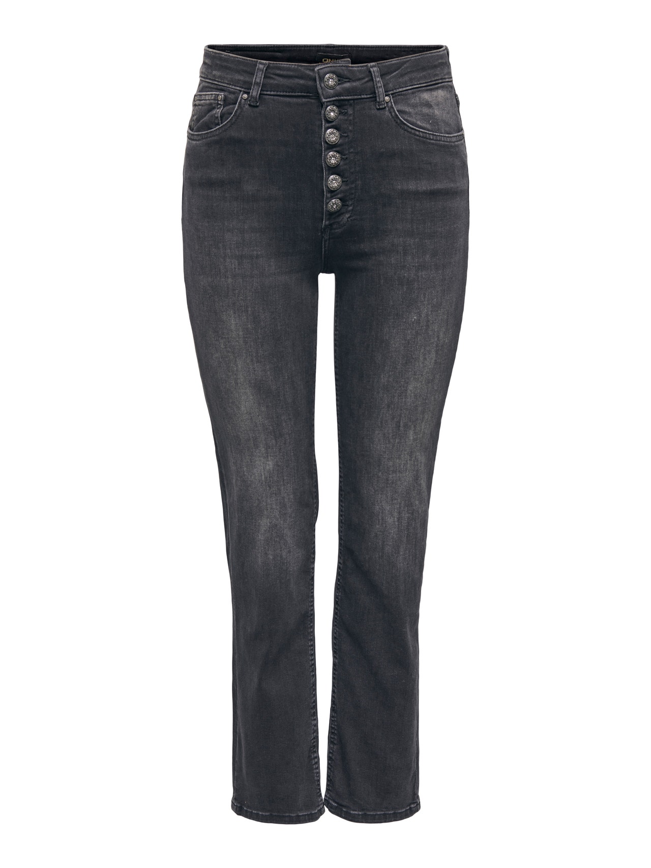 ONLY Jeans Straight Fit Taille haute -Washed Black - 15265417