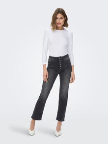ONLY Jeans Straight Fit Taille haute -Washed Black - 15265417