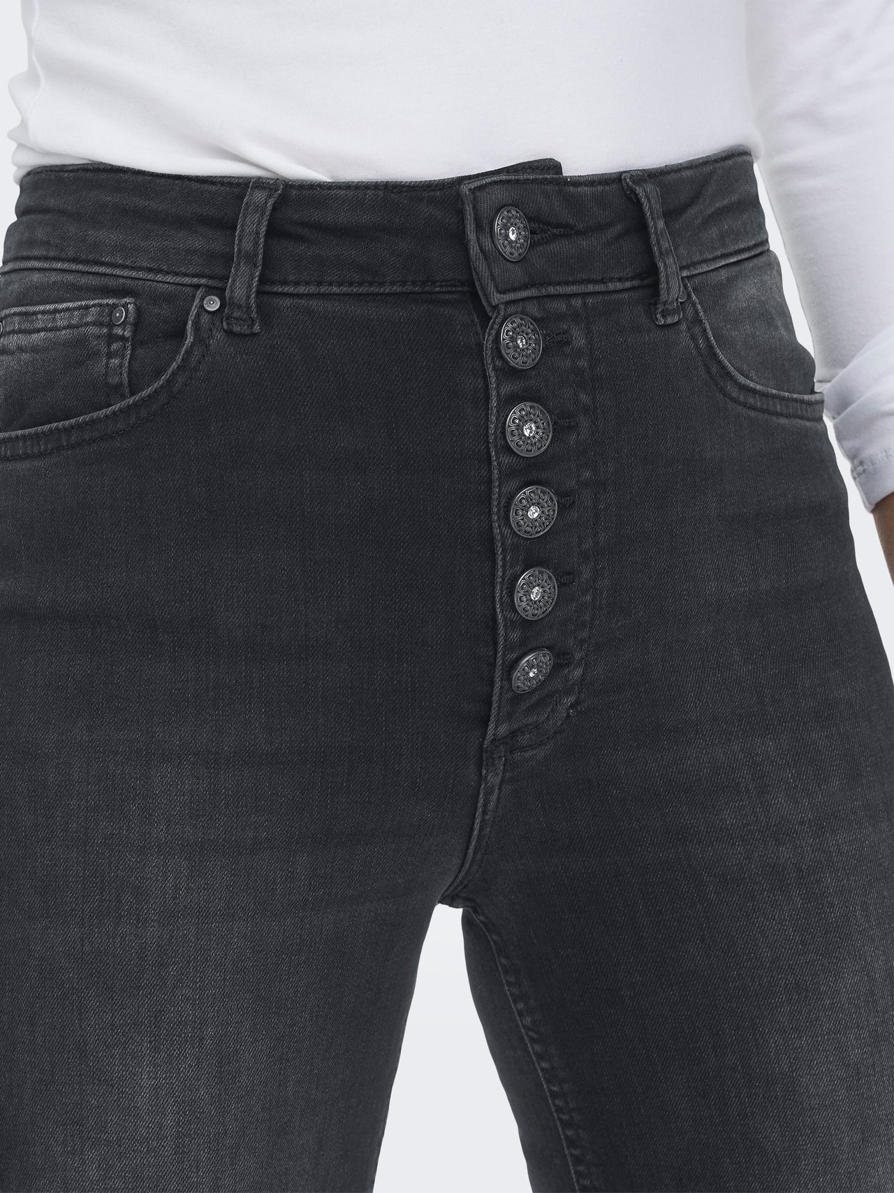 ONLY ONLEvelina largo al tobillo, de cintura alta Jeans straight fit -Washed Black - 15265417