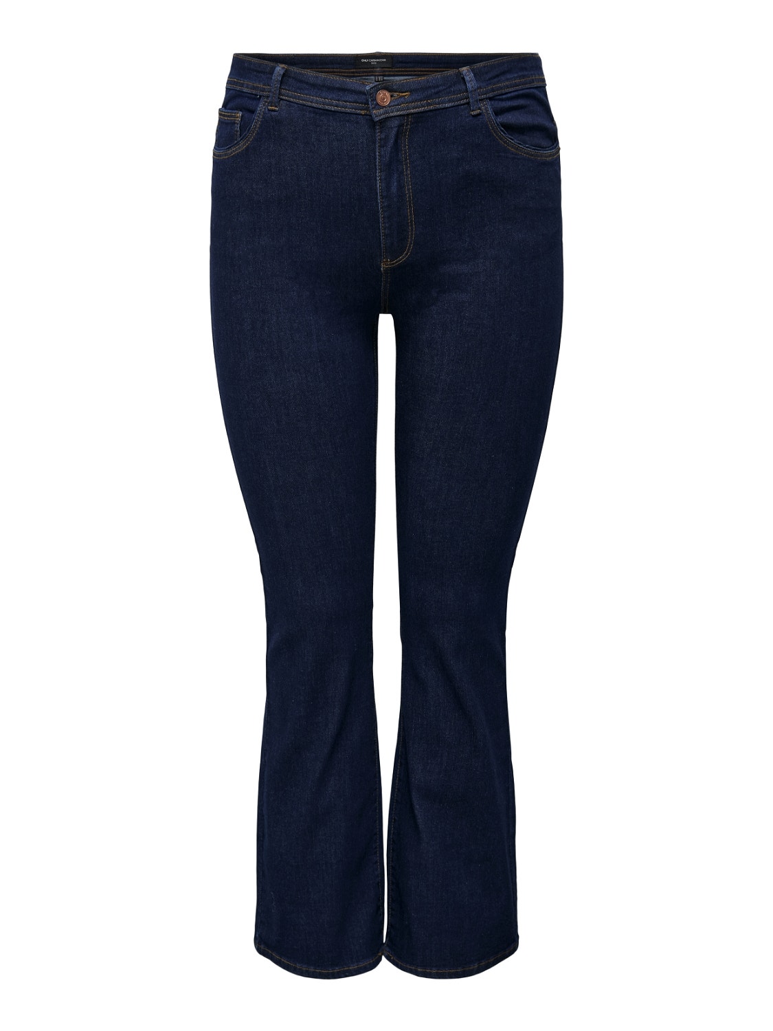 ONLY CARSally talla grande de cintura alta Jeans de campana -Dark Blue Denim - 15265434