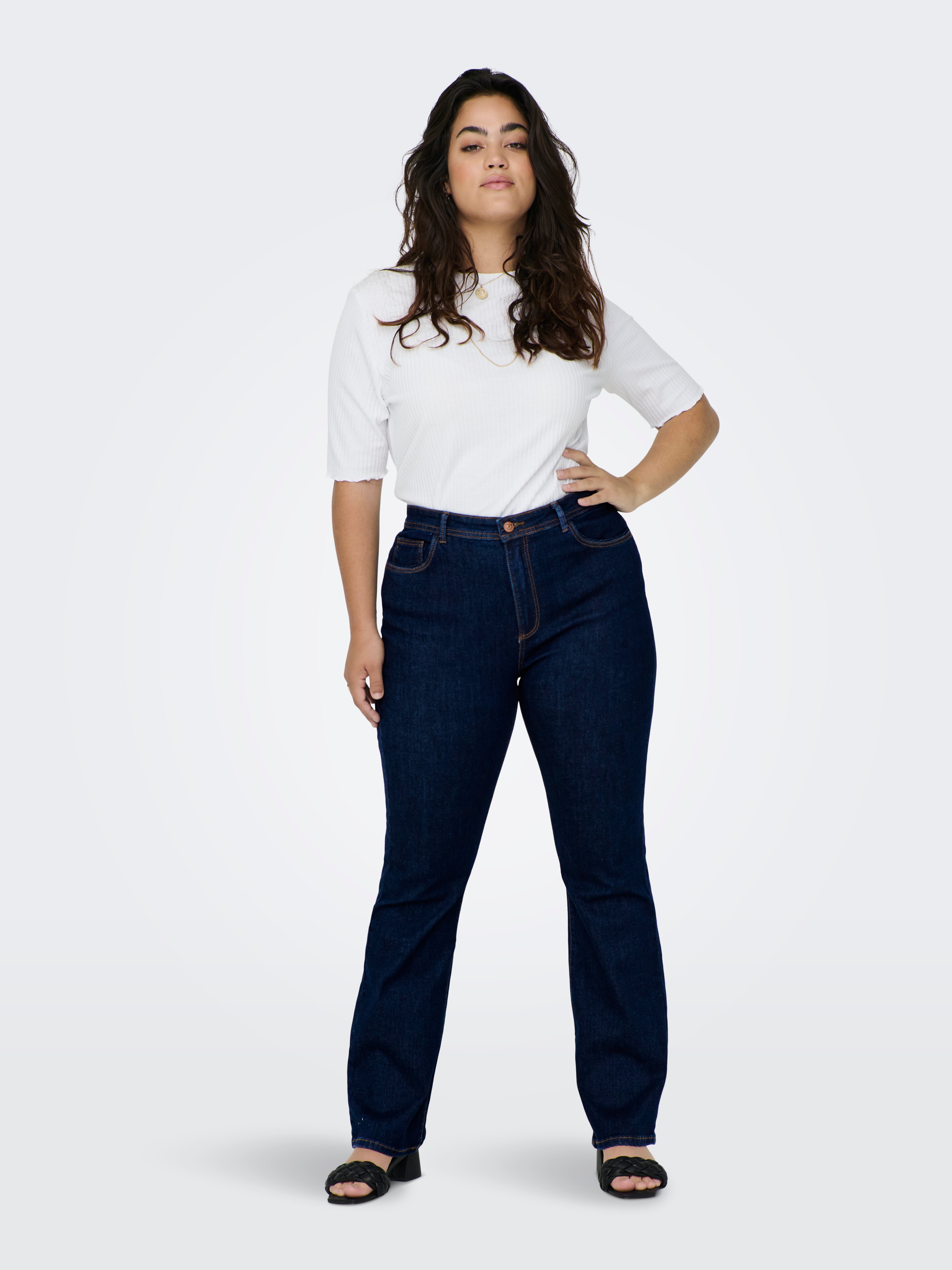 CARSALLY Hohe Taille Ausgestellt Jeans | Dunkelblau | ONLY®