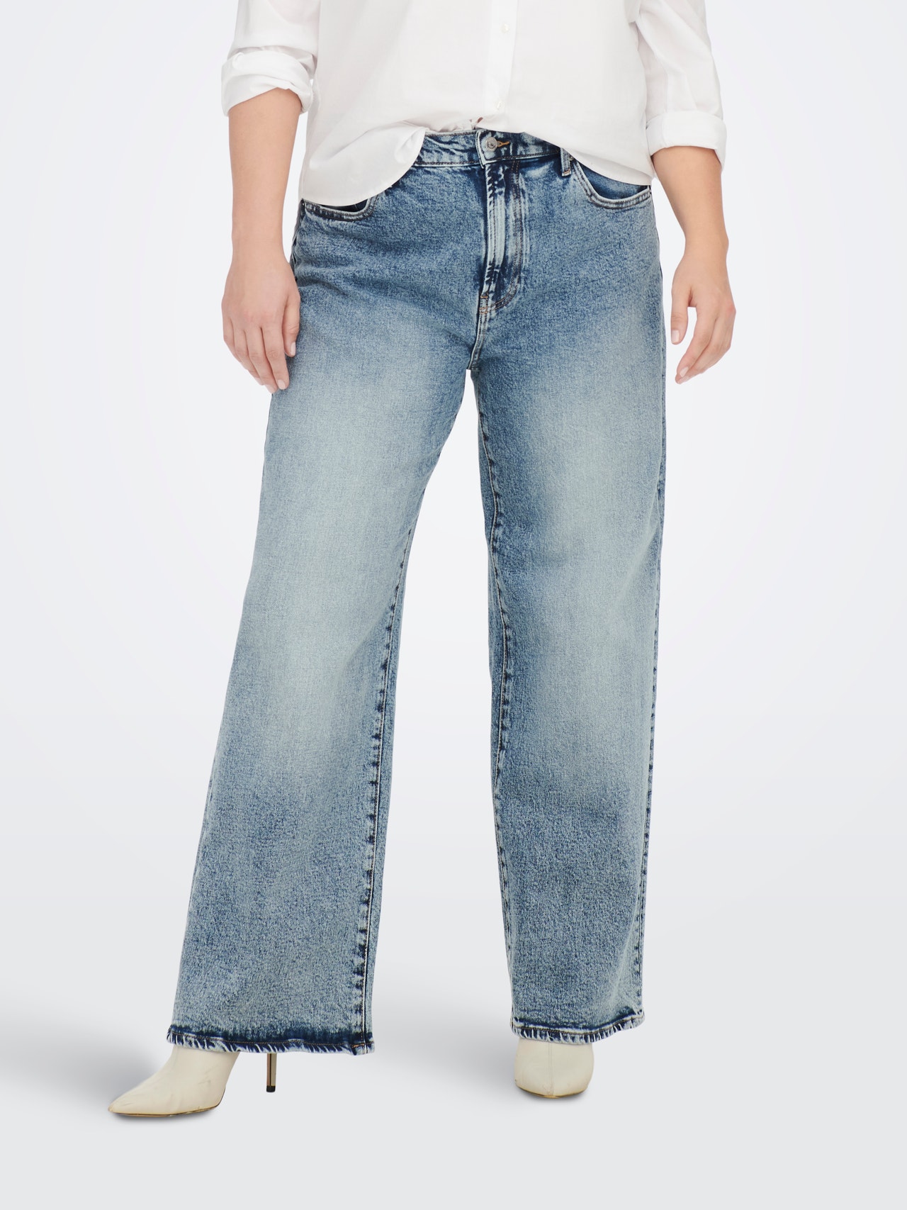 ONLY Jeans Wide Leg Fit Taille haute -Light Blue Denim - 15265473