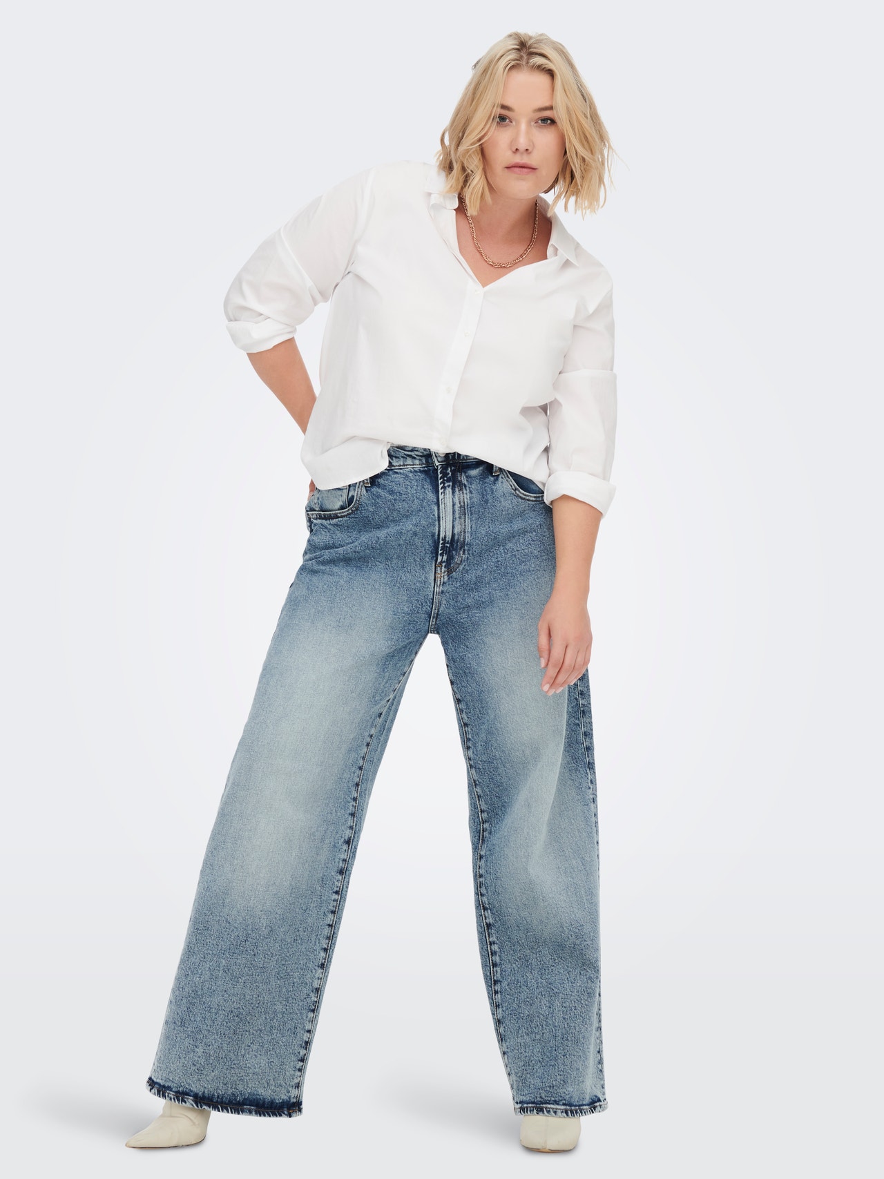 ONLY Jeans Wide Leg Fit Taille haute -Light Blue Denim - 15265473