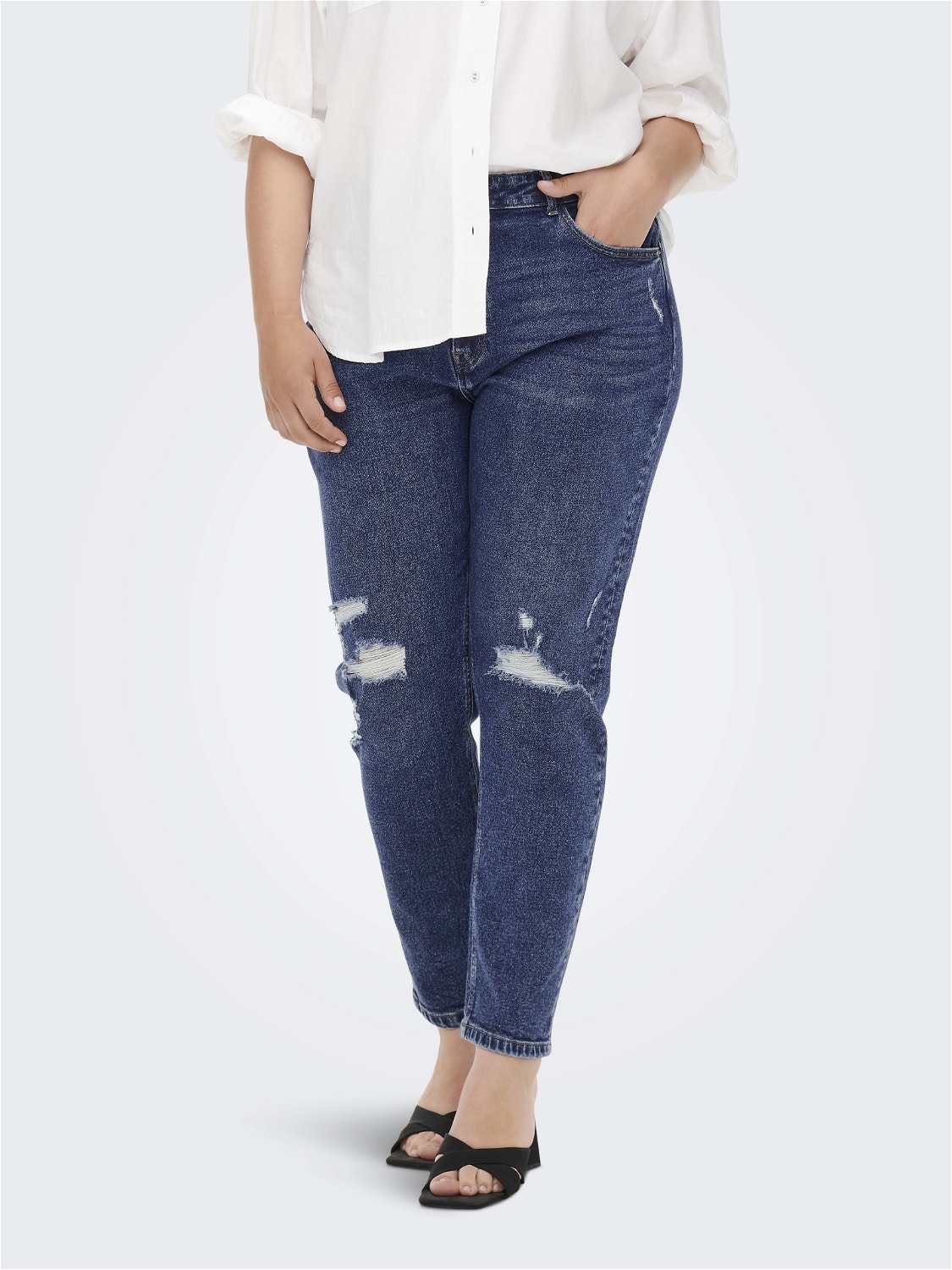 ONLY Gerade geschnitten Hohe Taille Curve Jeans -Light Medium Blue Denim - 15265487