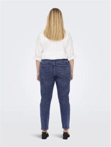 ONLY Curvy CARENEDA HW ANK SLITTE mom jeans -Light Medium Blue Denim - 15265487