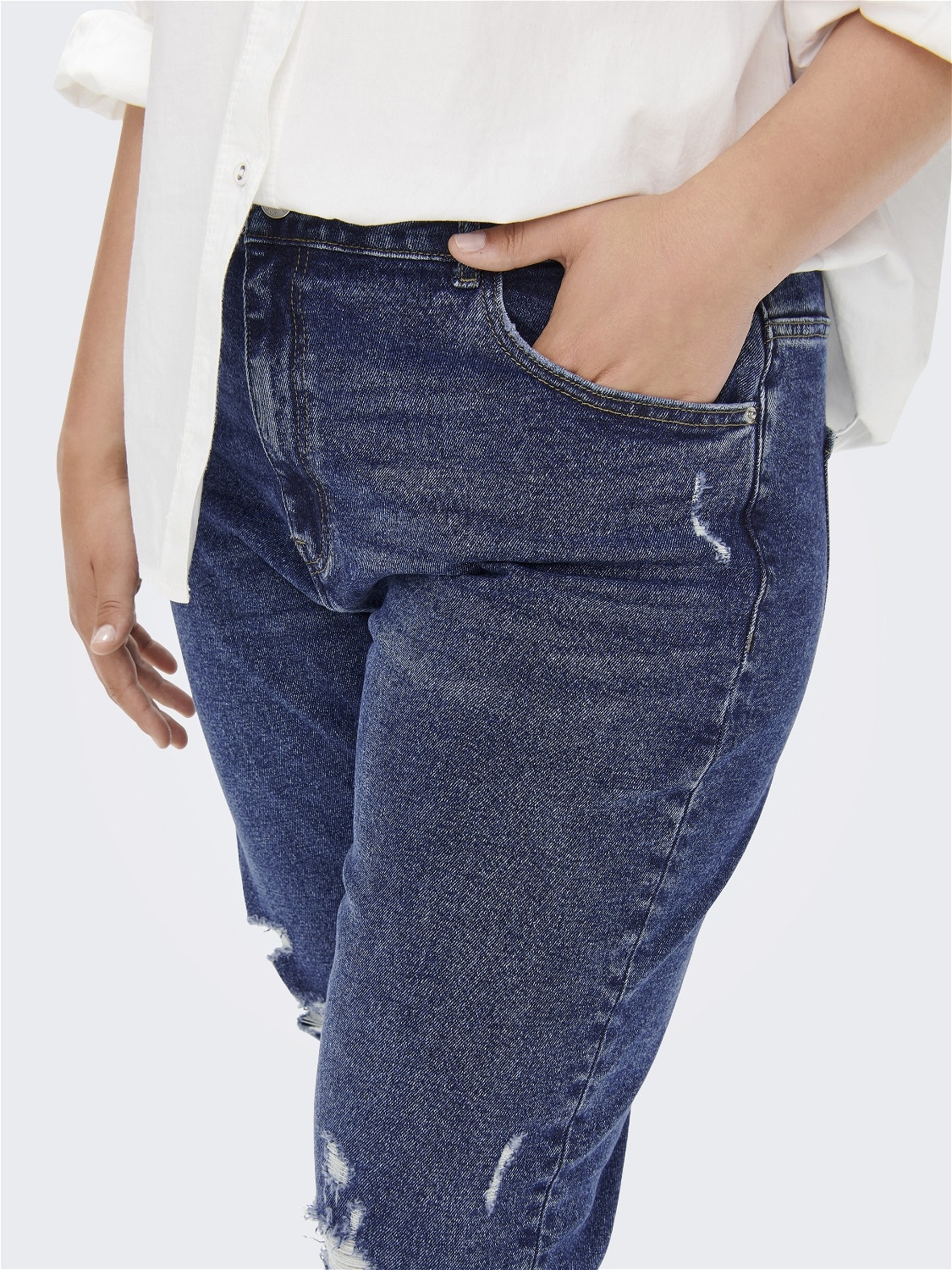 ONLY Straight Fit High waist Curve Jeans -Light Medium Blue Denim - 15265487