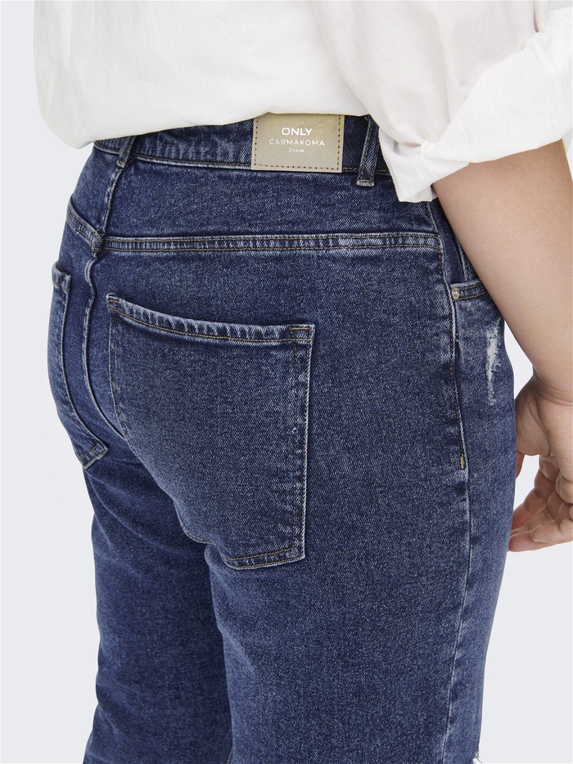 ONLY CARENEDA cintura alta, largo al tobillo, con roturas, talla grande Jeans mom -Light Medium Blue Denim - 15265487