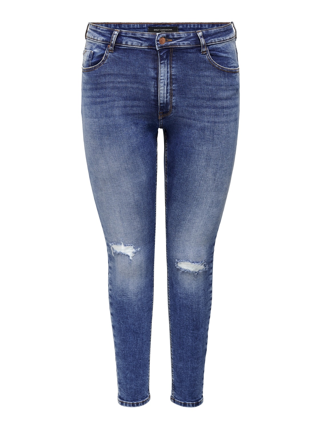 ONLY CARLaola talla grande cintura alta Jeans skinny fit -Light Medium Blue Denim - 15265521