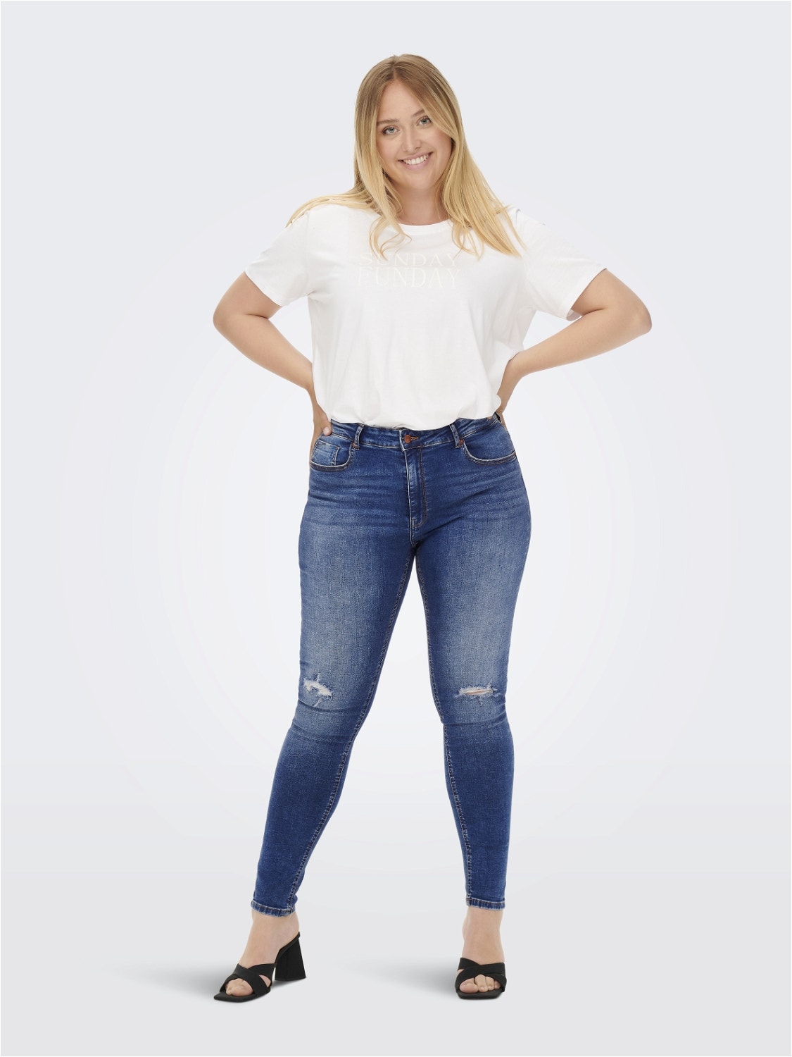 ONLY Jeans Skinny Fit Taille haute Curve -Light Medium Blue Denim - 15265521