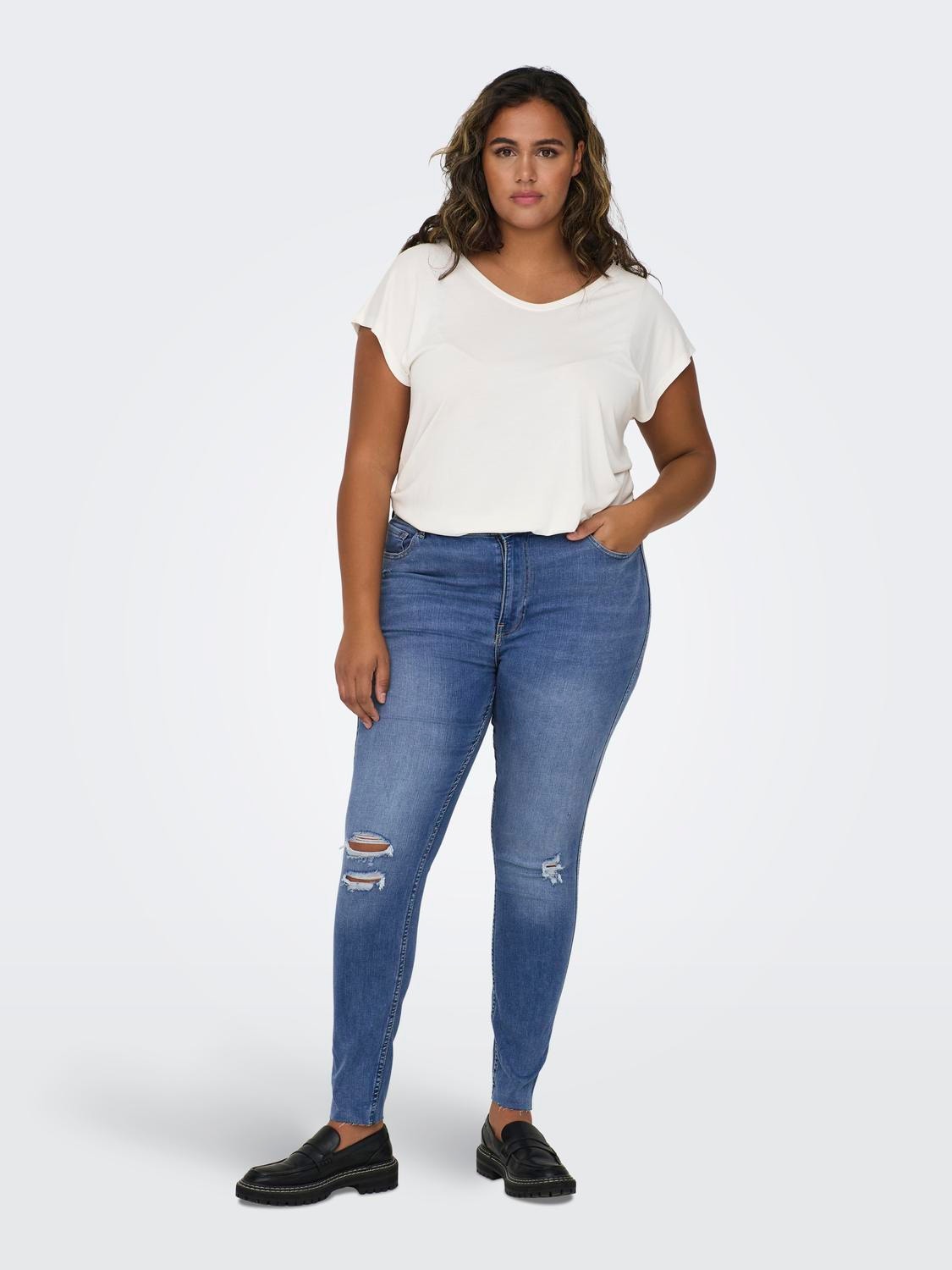 ONLY Curvy CarLake Ankle HW Skinny jeans -Medium Blue Denim - 15265683