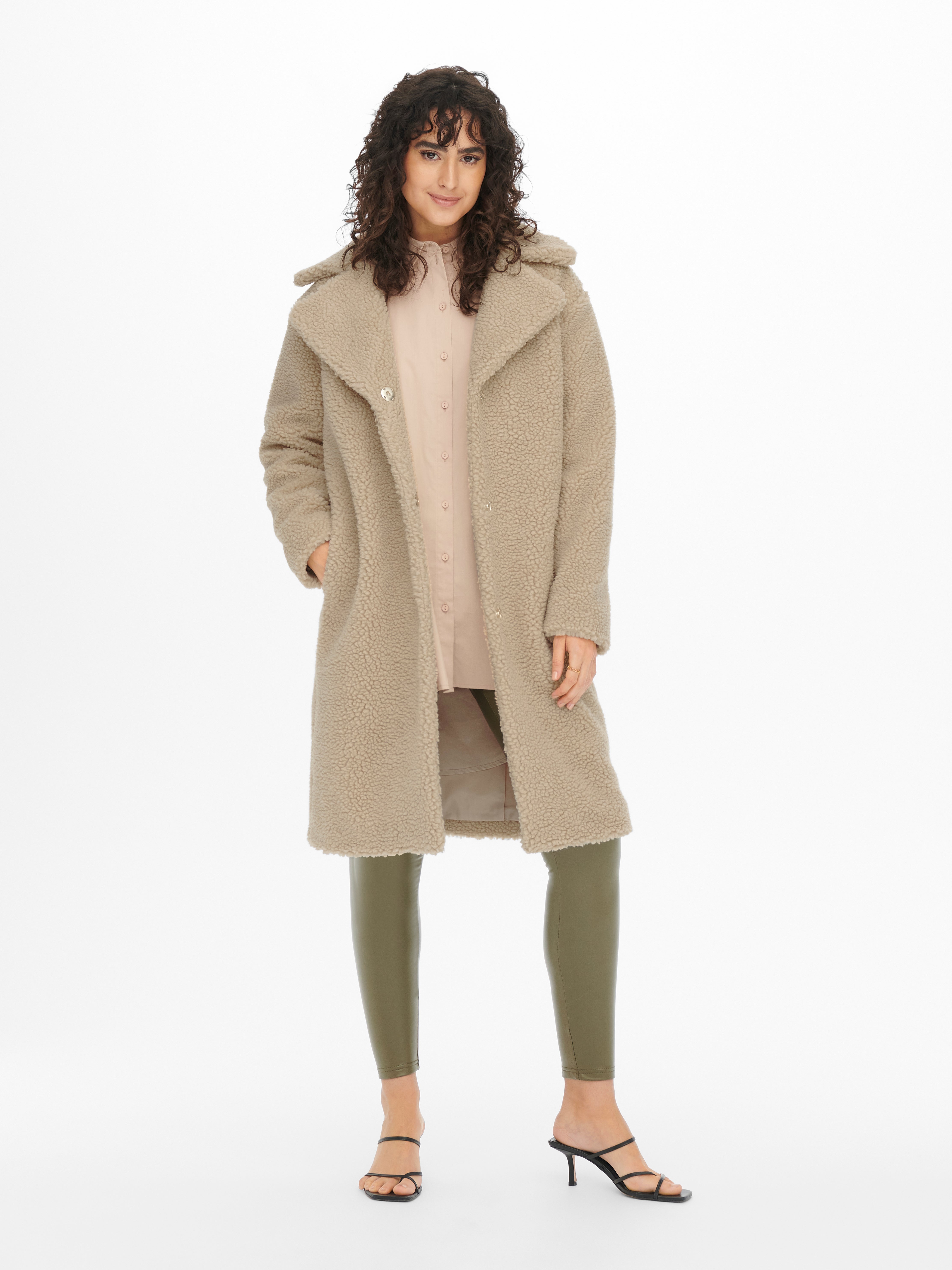 long cream sherpa coat