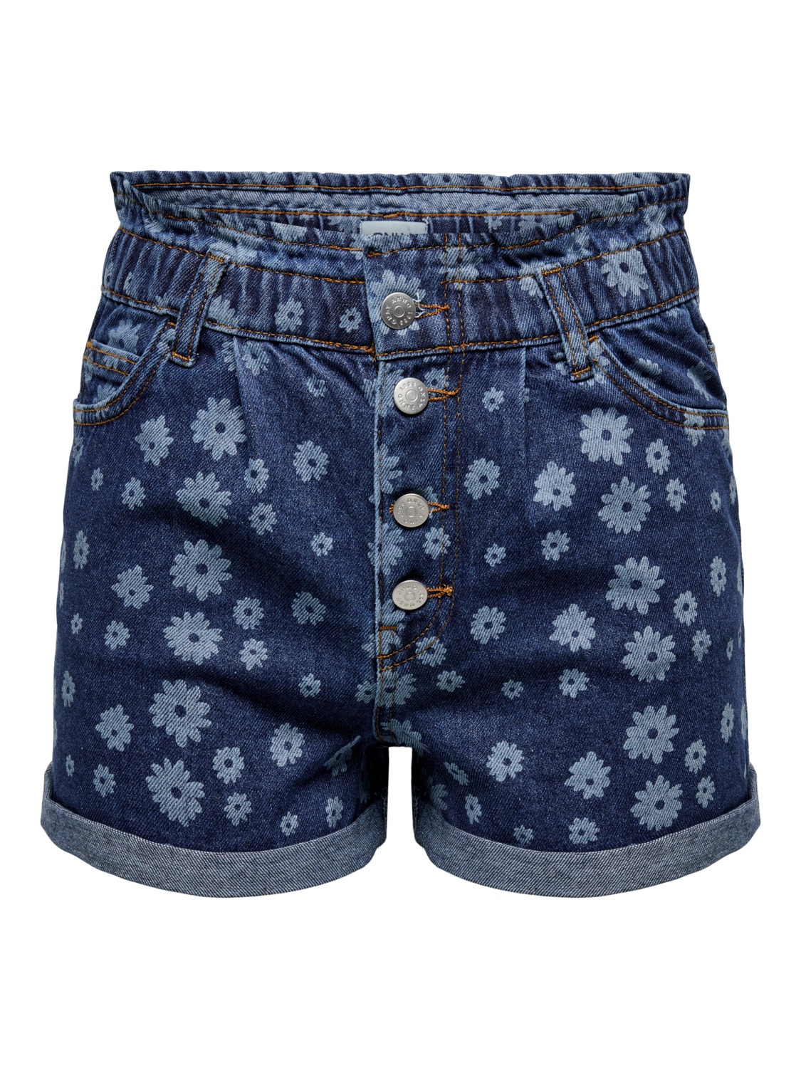 ONLY ONLCuba daisy patterned paperbag Jeansshorts -Light Blue Denim - 15265778