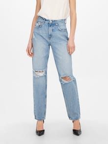 ONLY ONLRobyn destroyed high-waist jeans -Light Blue Denim - 15265784