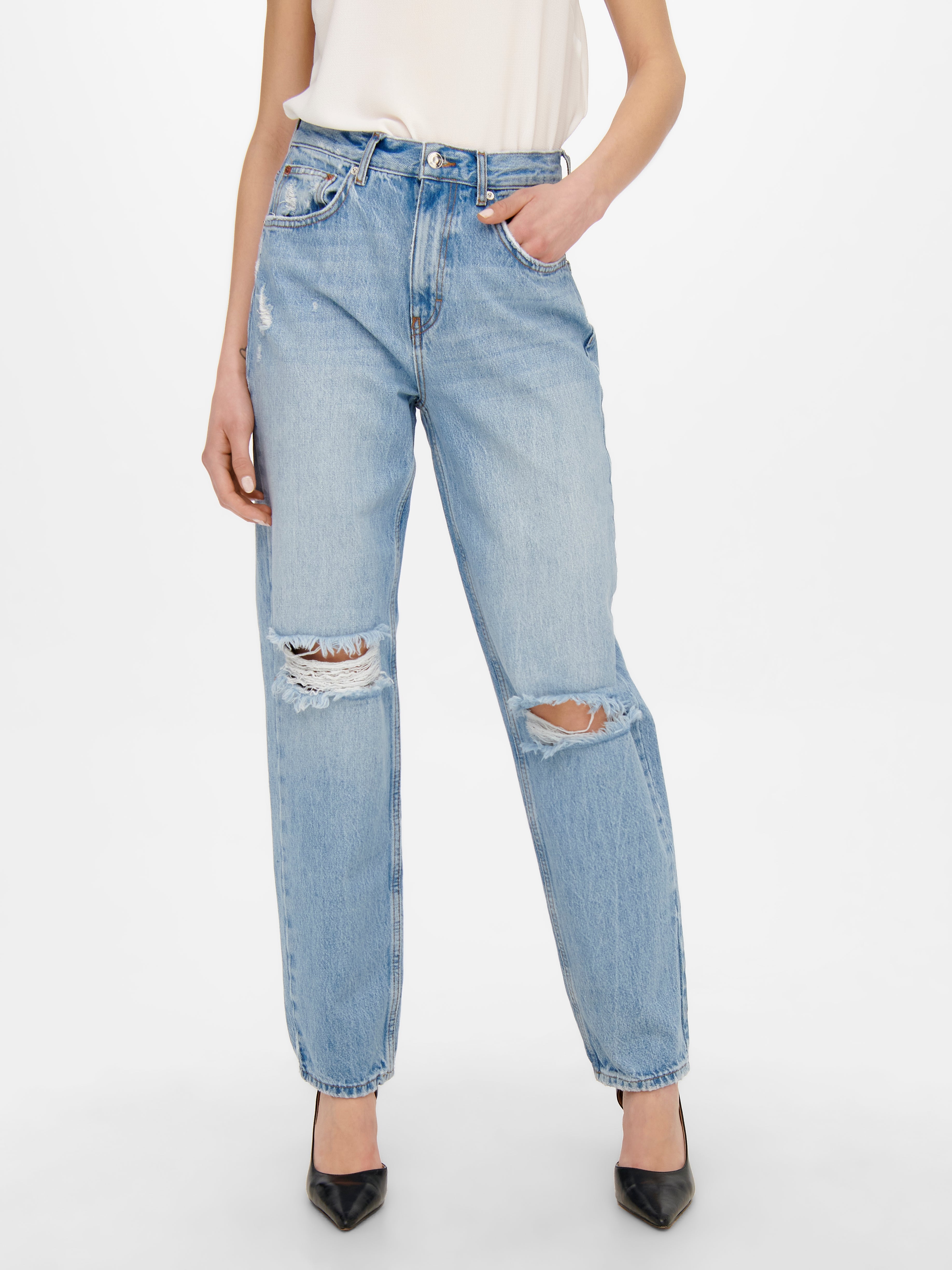 Ripped jeans hot sale knees only