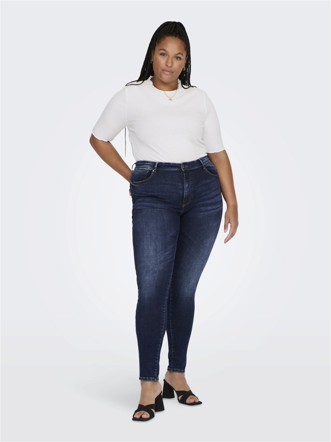 ONLY Curvy CARMaya shape reg Skinny fit-jeans -Dark Blue Denim - 15265965