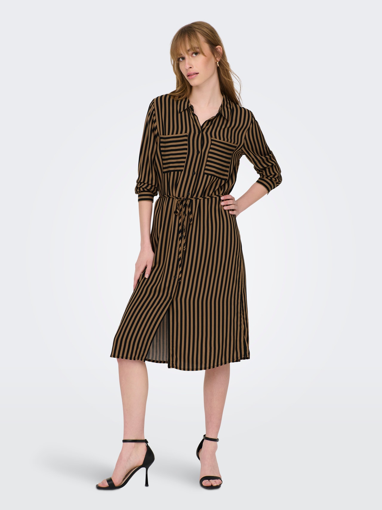 ONLY mini striped Shirt dress -Black - 15266110