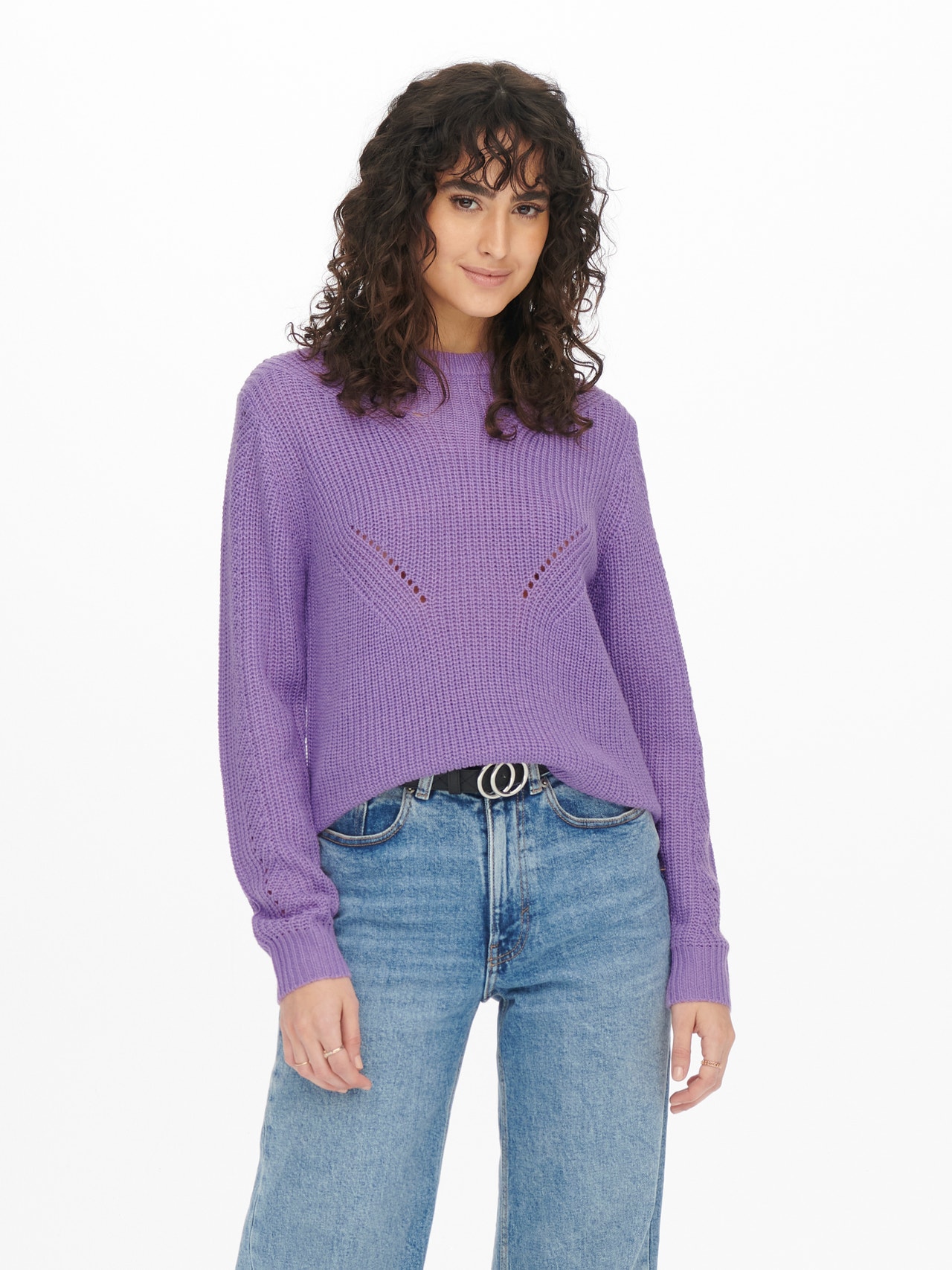ONLY Enfärgad Stickad tröja -Chalk Violet - 15266149
