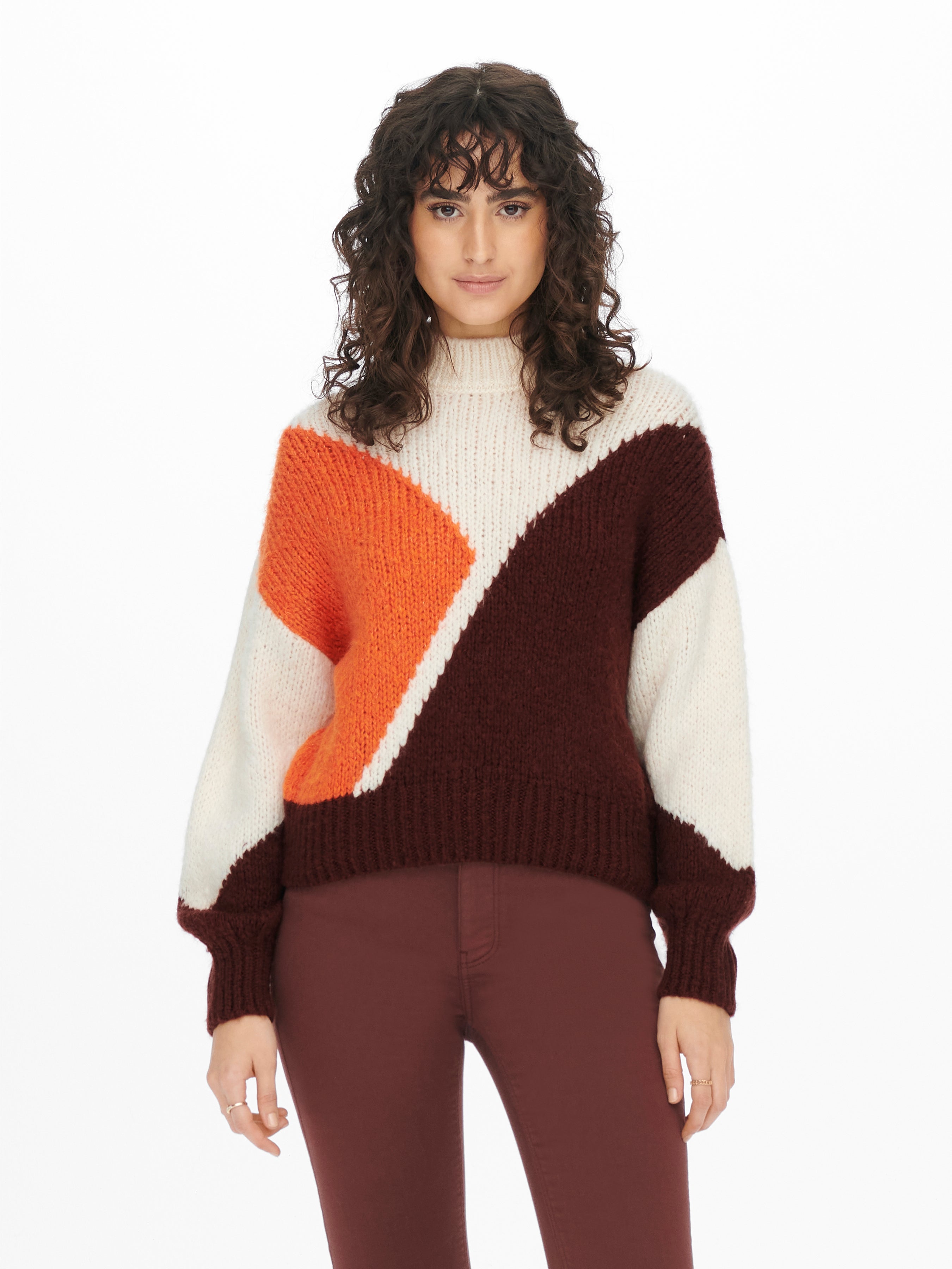 JDY Color Block Knitted Pullover - Women - White - S