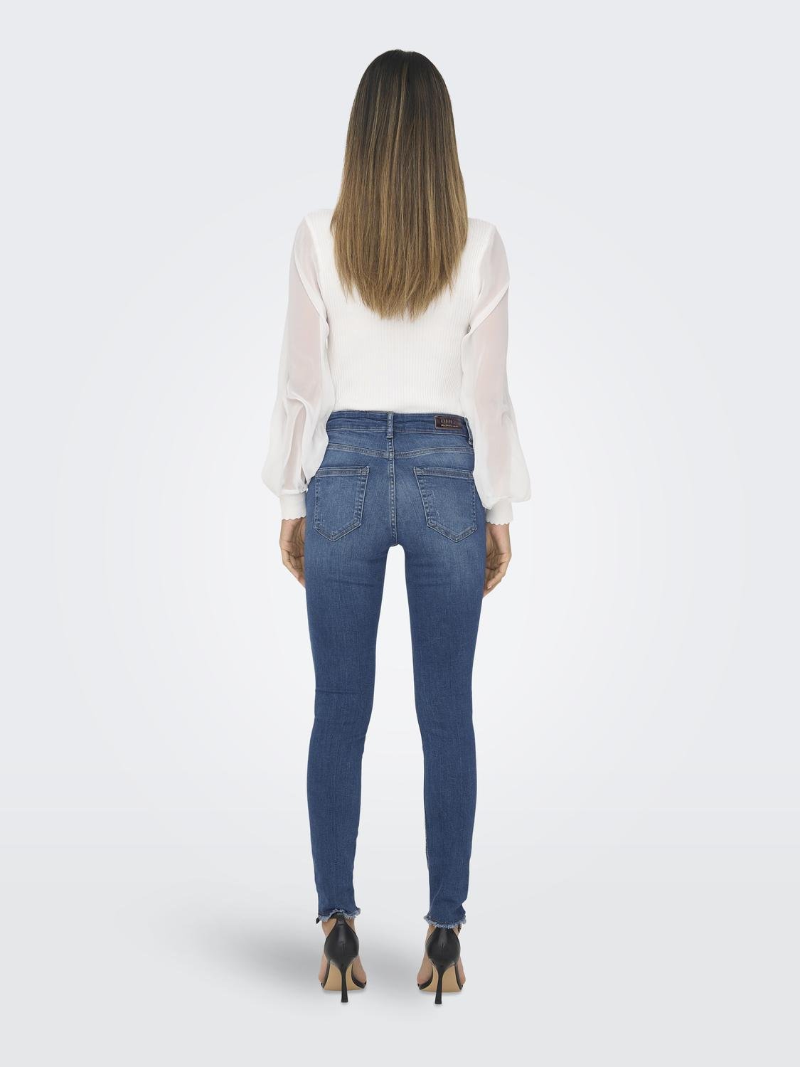 ONLY Skinny Fit Mid waist Jeans -Dark Medium Blue Denim - 15266184
