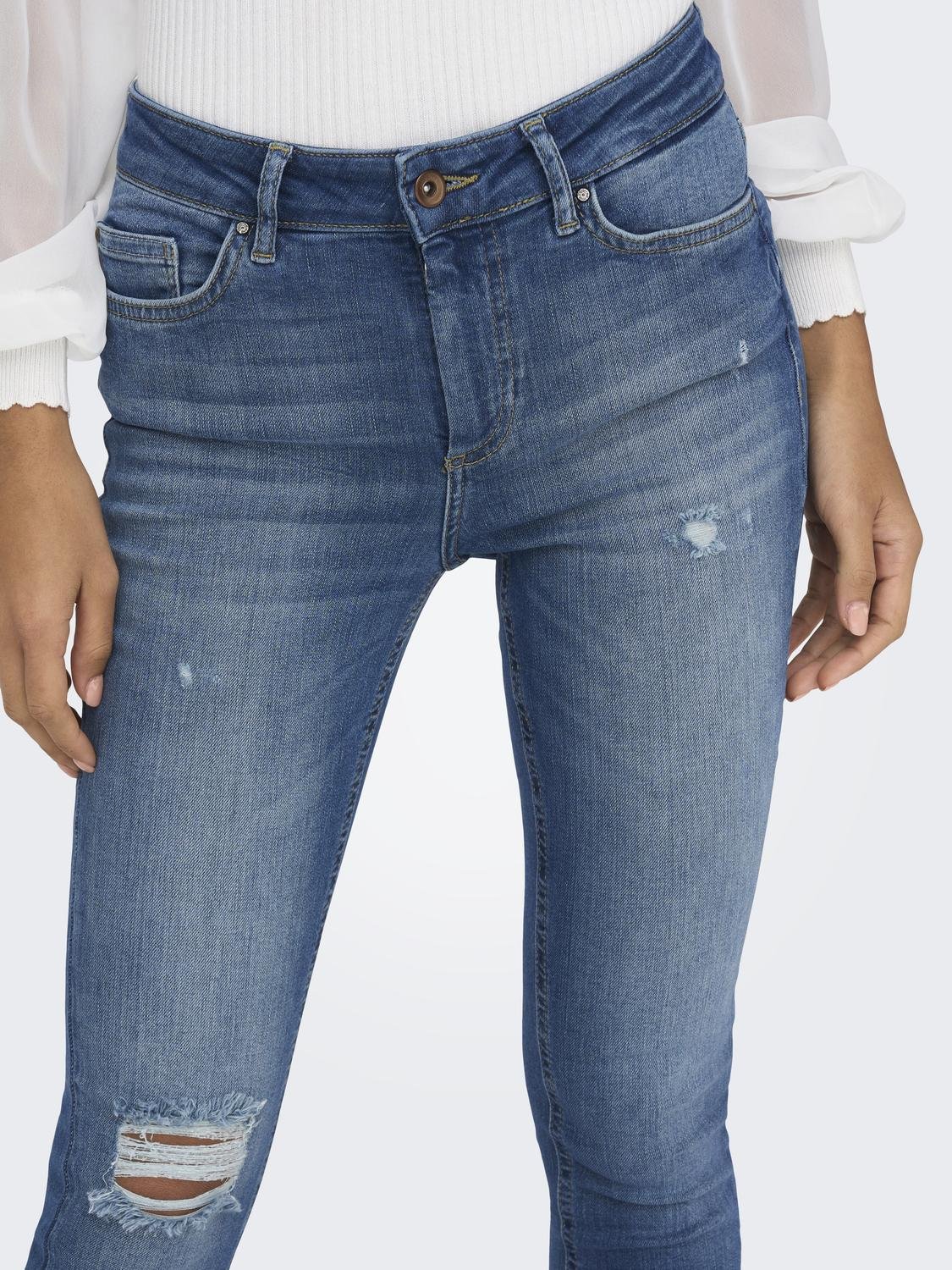 ONLY Skinny Fit Mid waist Jeans -Dark Medium Blue Denim - 15266184