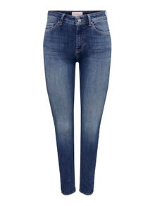 ONLY Skinny Fit Mittlere Taille Offener Saum Jeans -Medium Blue Denim - 15266225