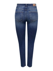 ONLY onlblush mid waist skinny ankle raw jeans -Medium Blue Denim - 15266225