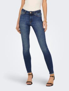 ONLY onlblush mid waist skinny ankle raw jeans -Medium Blue Denim - 15266225