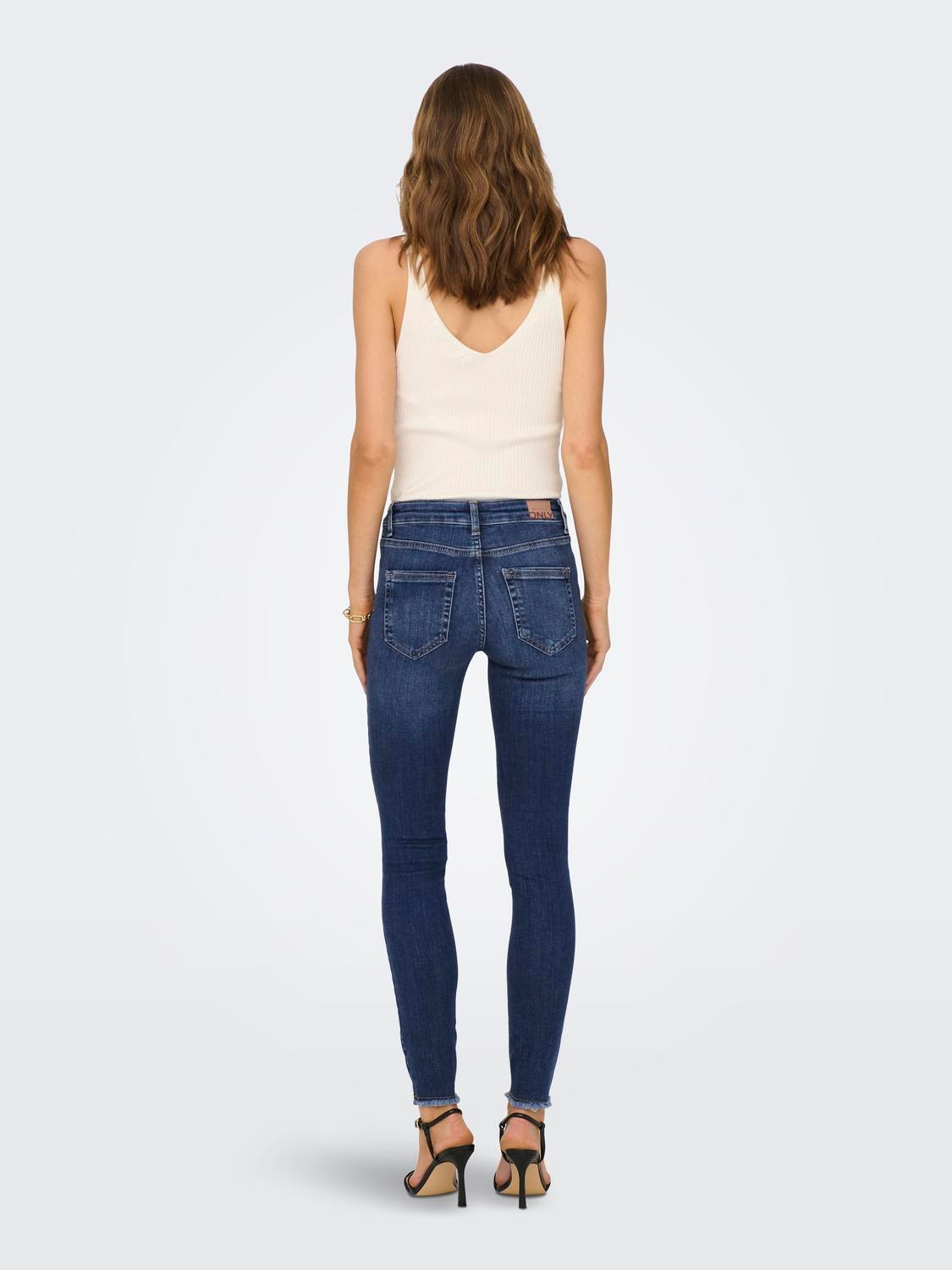 ONLY Skinny fit Mid waist Onafgewerkte zoom Jeans -Medium Blue Denim - 15266225