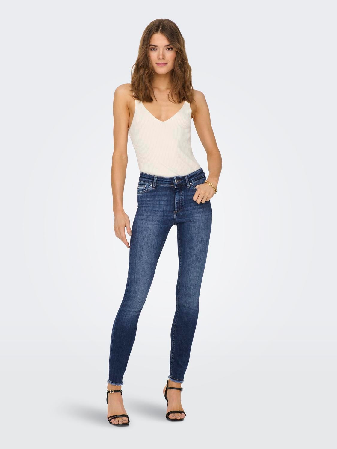 ONLY Jeans Skinny Fit Taille moyenne Ourlet brut -Medium Blue Denim - 15266225