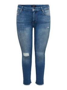 ONLY carwilly regular waist skinny ankle destroyed Jeans -Medium Blue Denim - 15266300
