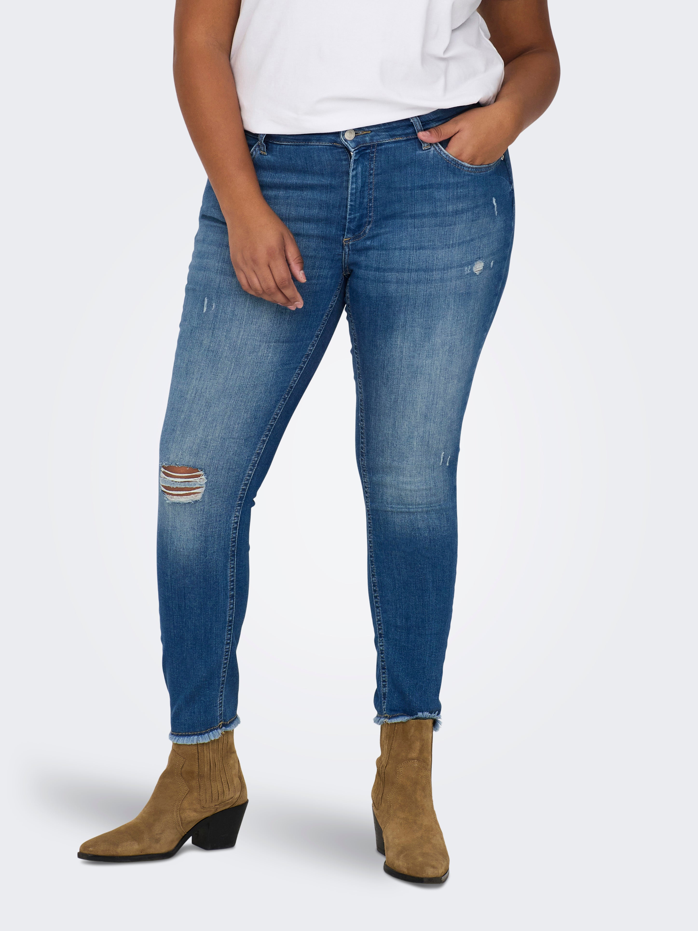 ONLY Carmakoma Jeans Donna Skinny Fit - Vita Media, Gamba Accorciata, Denim Elasticizzato, Taglia Curvy - Foto 3