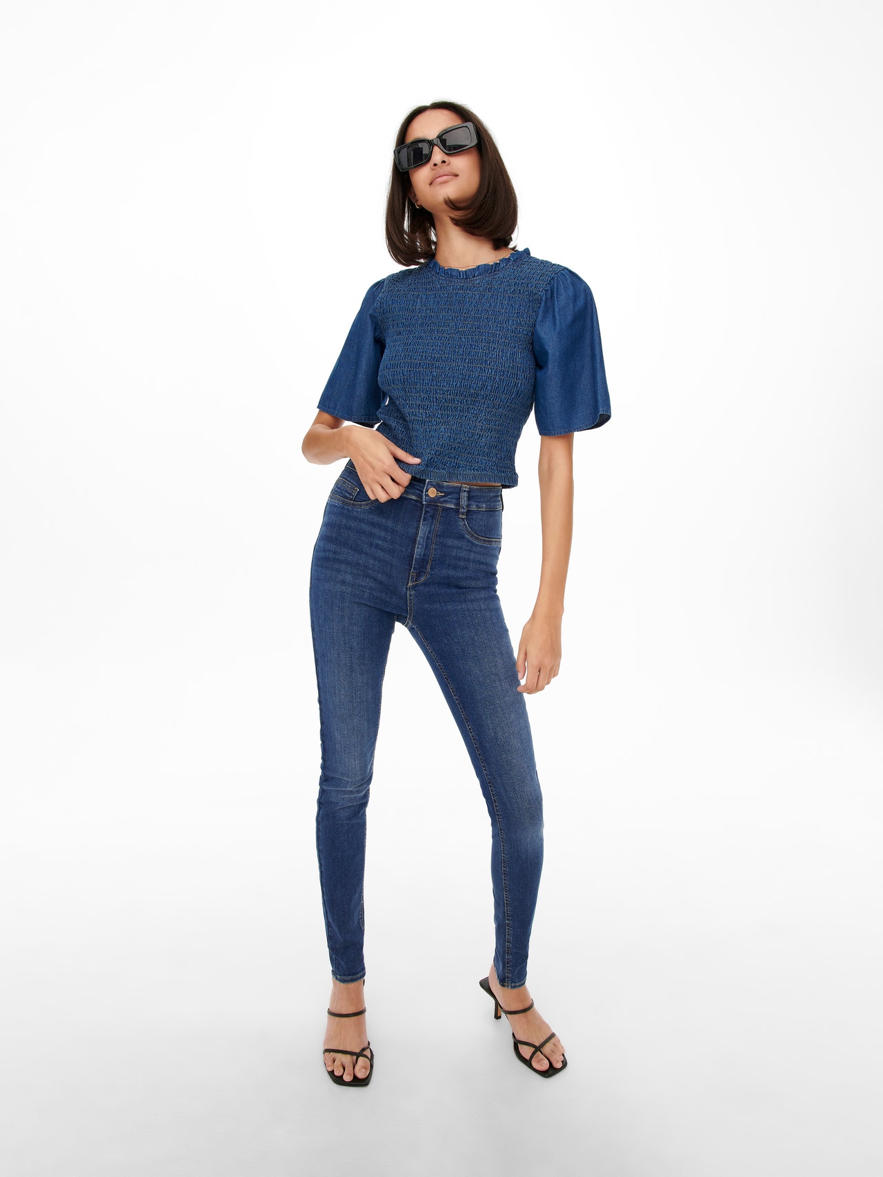 ONLY JDYVega høy push Skinny fit jeans -Dark Blue Denim - 15266307