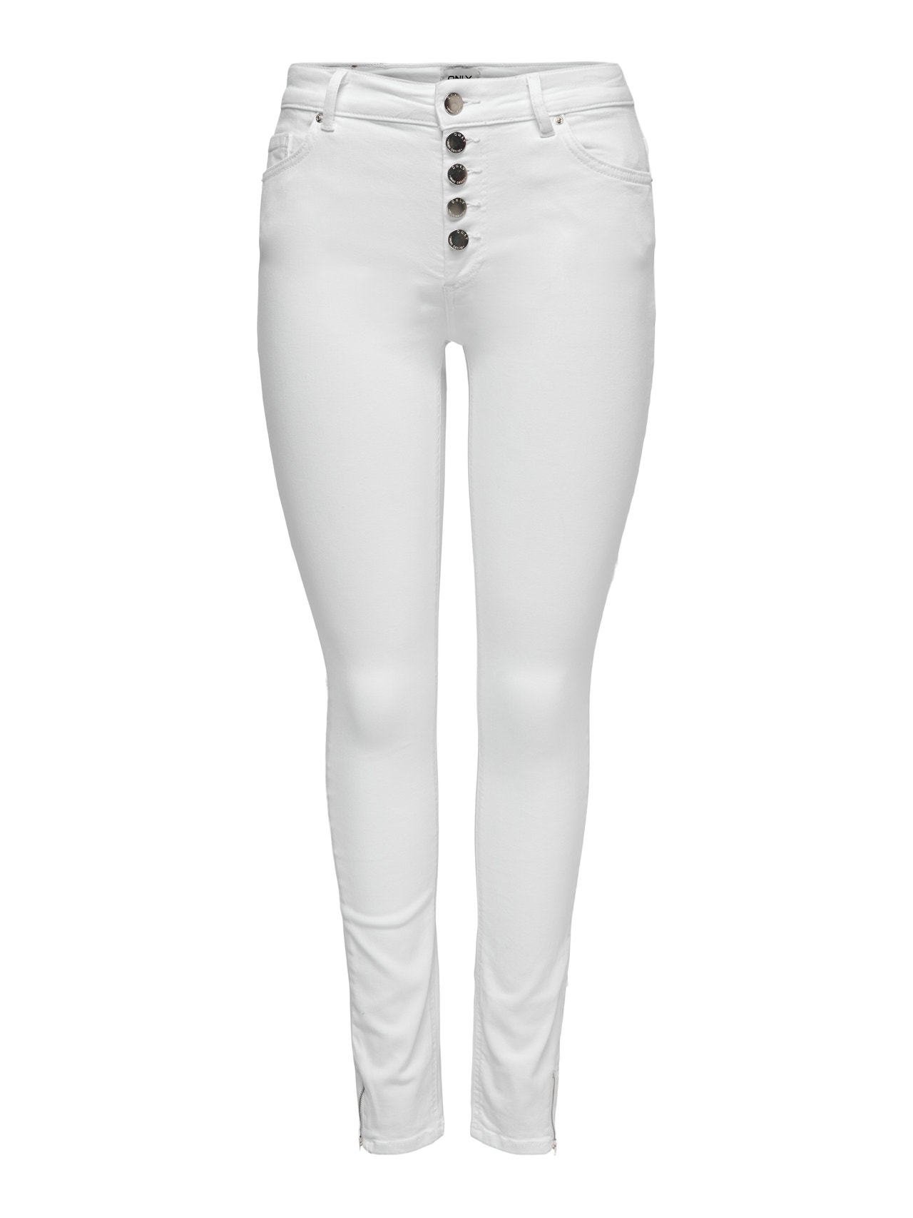 ONLY ONLBOBBY LIFE MID waist SKinny  ANKle ZIP jeans -White - 15266315