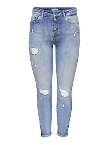 ONLY Jeans Skinny Fit Taille moyenne Ourlé destroy -Light Blue Denim - 15266322