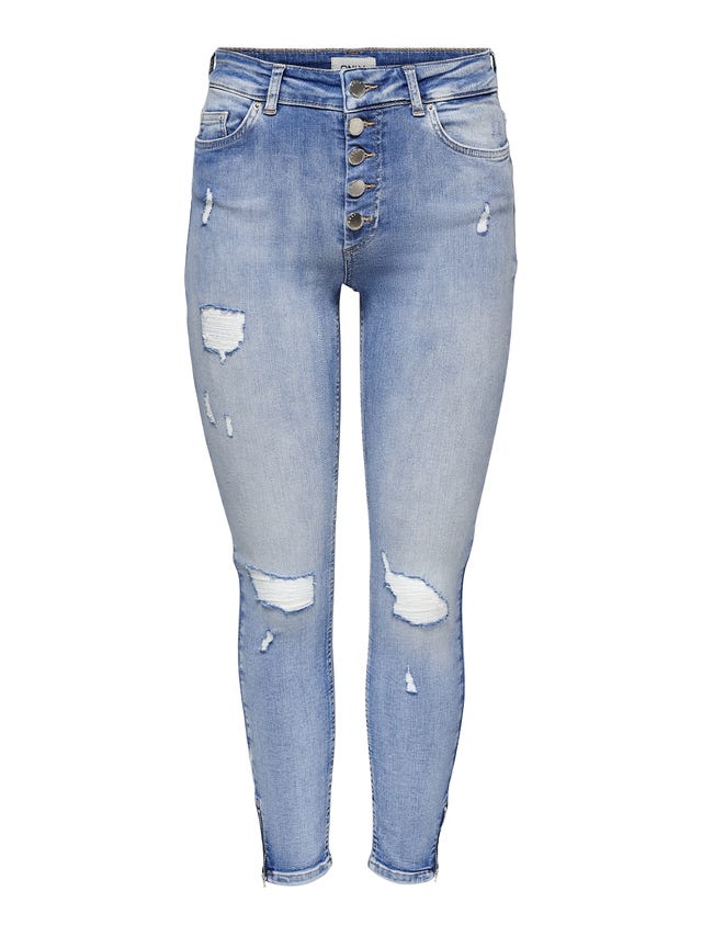 ONLY Jeans Skinny Fit Taille moyenne Ourlé destroy - 15266322