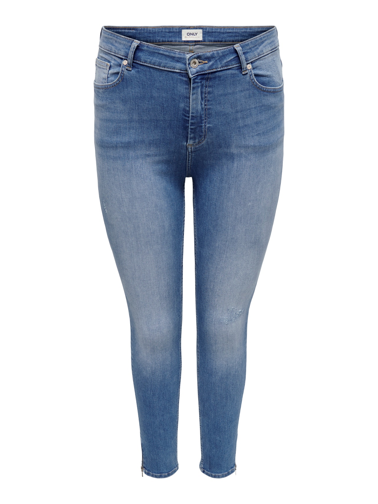 ONLY Curvy CARWilly hw ankle Skinny fit jeans -Light Blue Denim - 15266394