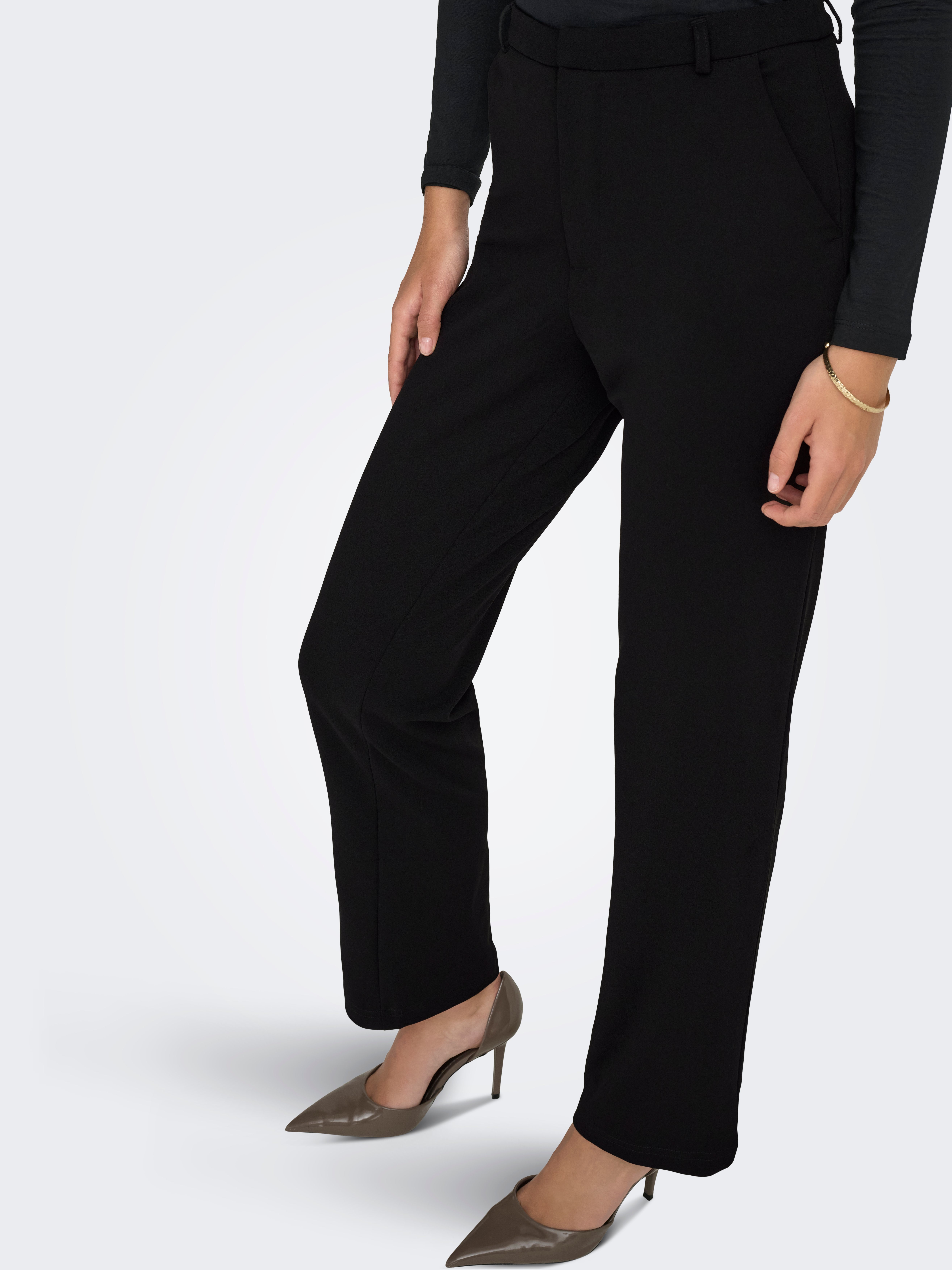JDYGEGGO Mittlere Taille Gerade geschnitten Hose | Schwarz | ONLY®