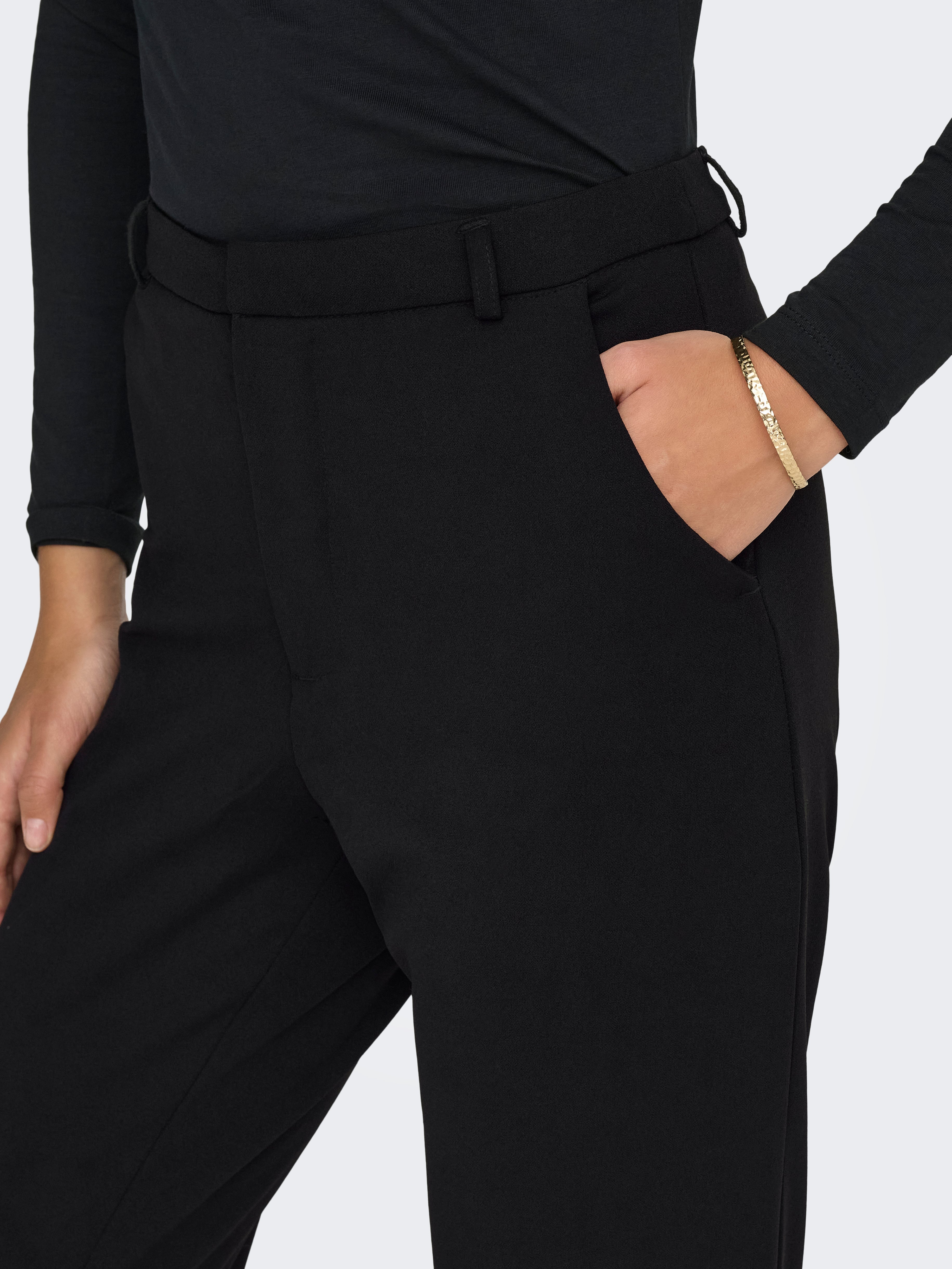 JDYGEGGO Mittlere Taille Gerade geschnitten Hose | Schwarz | ONLY®