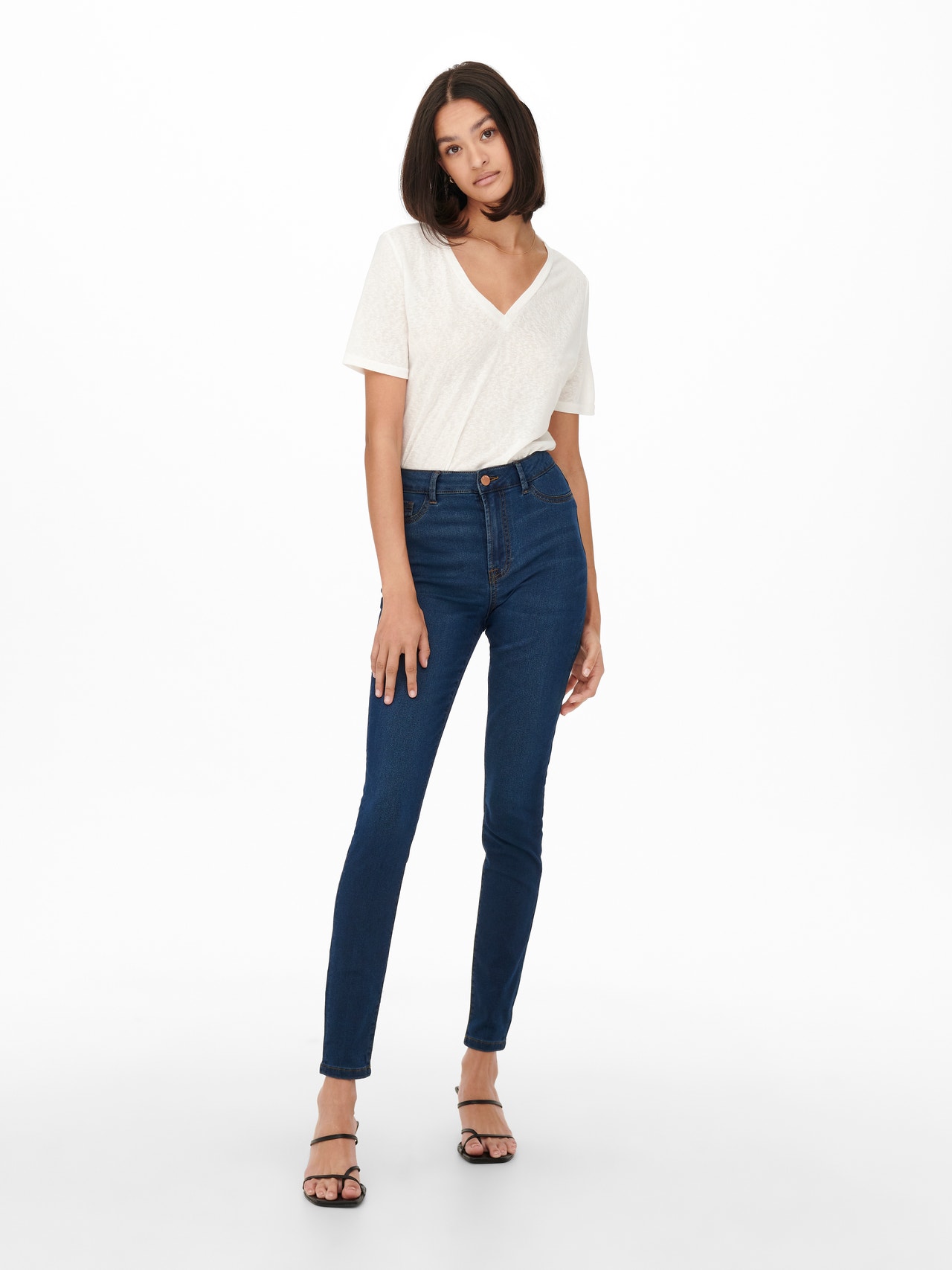 ONLY Jeans Skinny Fit Taille haute -Dark Blue Denim - 15266427