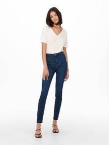 ONLY Skinny Fit Hohe Taille Jeans -Dark Blue Denim - 15266427