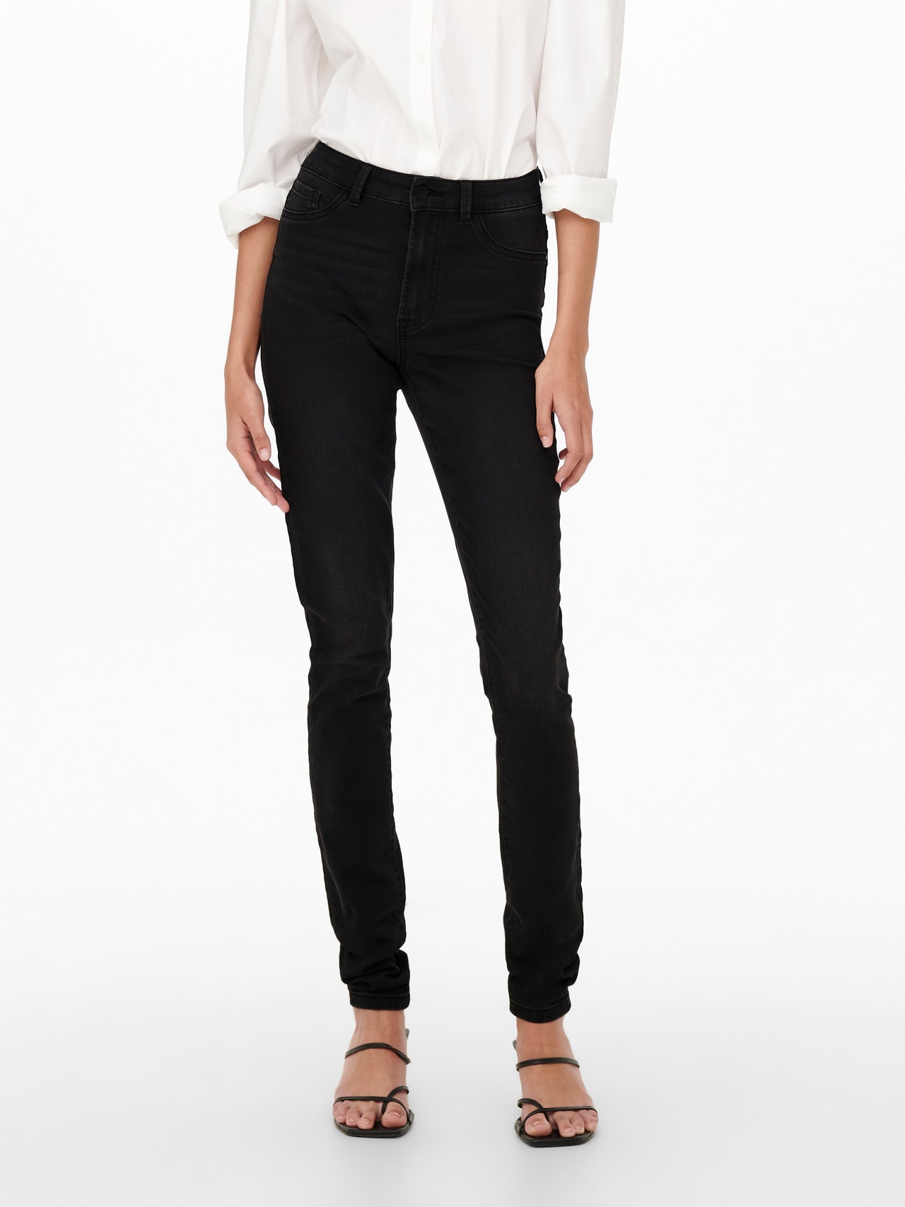 ONLY Skinny Fit High waist Jeans -Dark Grey Denim - 15266428