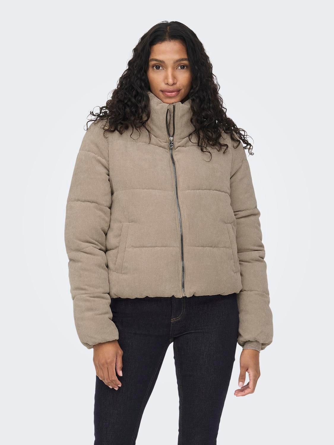 Corduroy Puffer Jacket | Light Grey | ONLY®