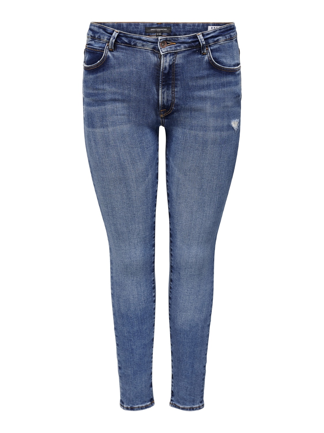 ONLY Curvy CARWiser reg dest Skinny fit-jeans -Dark Blue Denim - 15266789
